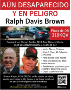 Ralph Brown missing poster information 