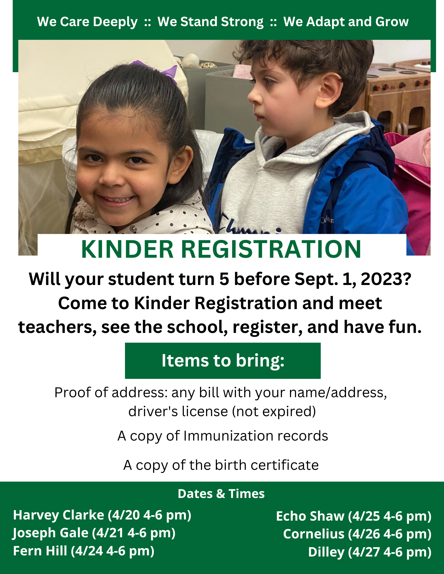 Dates, times and info for Pre-K Registration